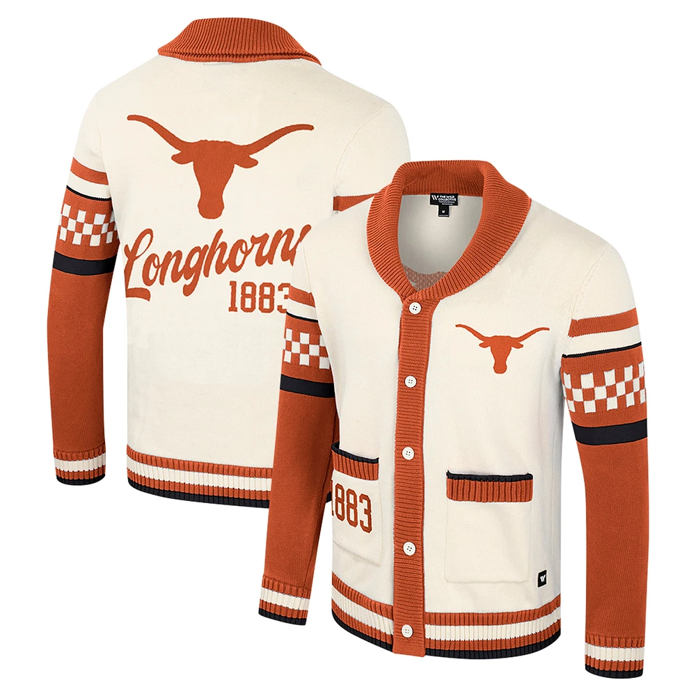 Unisex Colosseum Cream Texas Longhorns Wild Collective Button-Up Jacquard Sweater