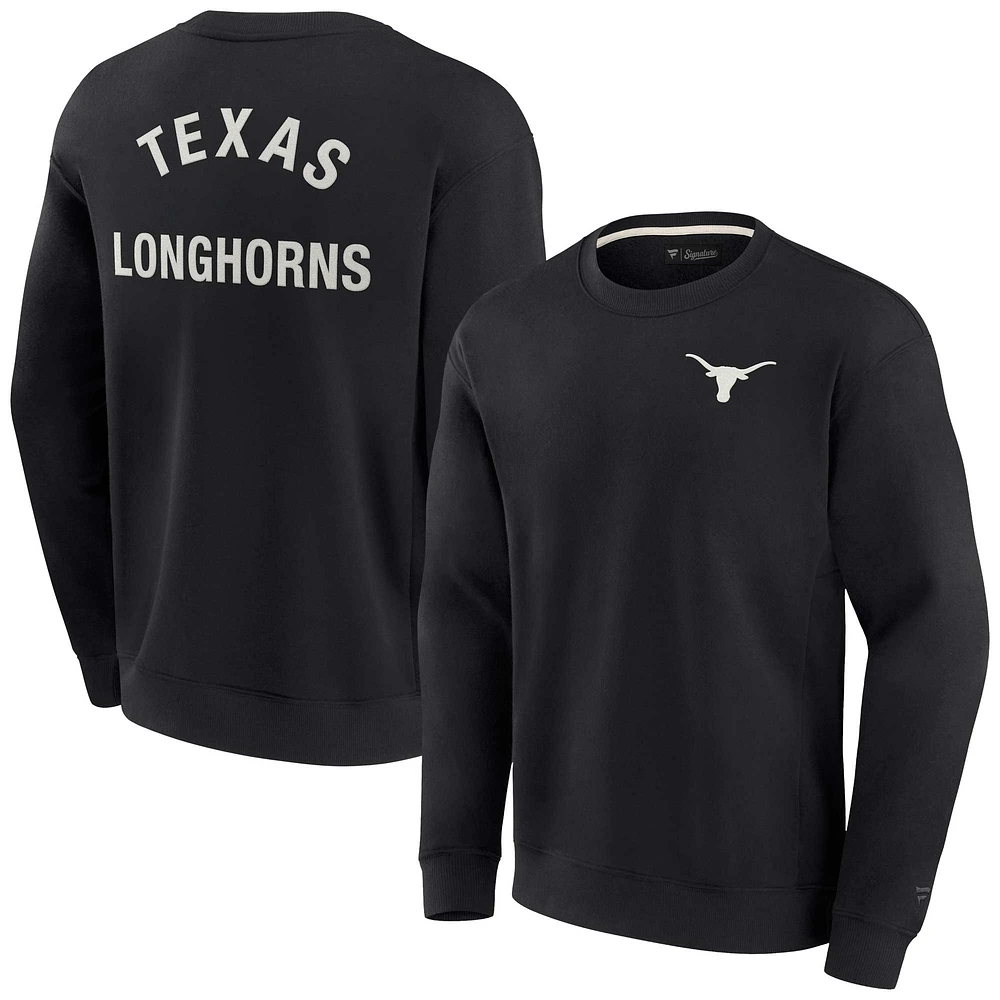 Sweat-shirt unisexe fanatiques noir Texas Longhorns super doux pull ras du cou