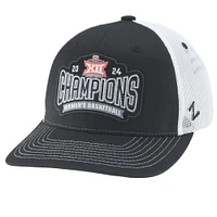 Casquette de camionneur réglable unisexe Zephyr Black Texas Longhorns 2024 Big 12 Champions du tournoi de conférence de basket-ball féminin Vestiaire