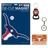 Lot de 4 porte-clés et aimants WinCraft Texas Longhorns