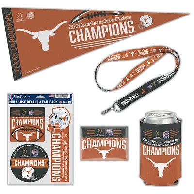 Pack de fans de cinq pièces WinCraft Texas Longhorns College Football Playoff 2025 Peach Bowl Champions