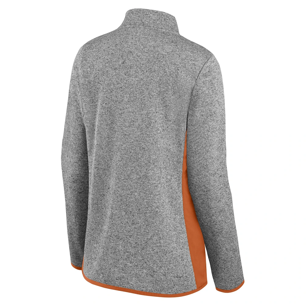 Women's Fanatics  Heather Gray Texas Longhorns Block Party Fleece Full-Zip Sweater