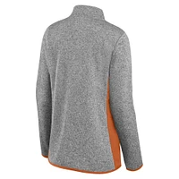 Women's Fanatics  Heather Gray Texas Longhorns Block Party Fleece Full-Zip Sweater
