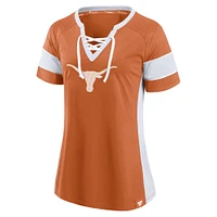 Women's Fanatics  Texas Orange Longhorns Unmasked Hero Block Party Athena Lace-Up Top