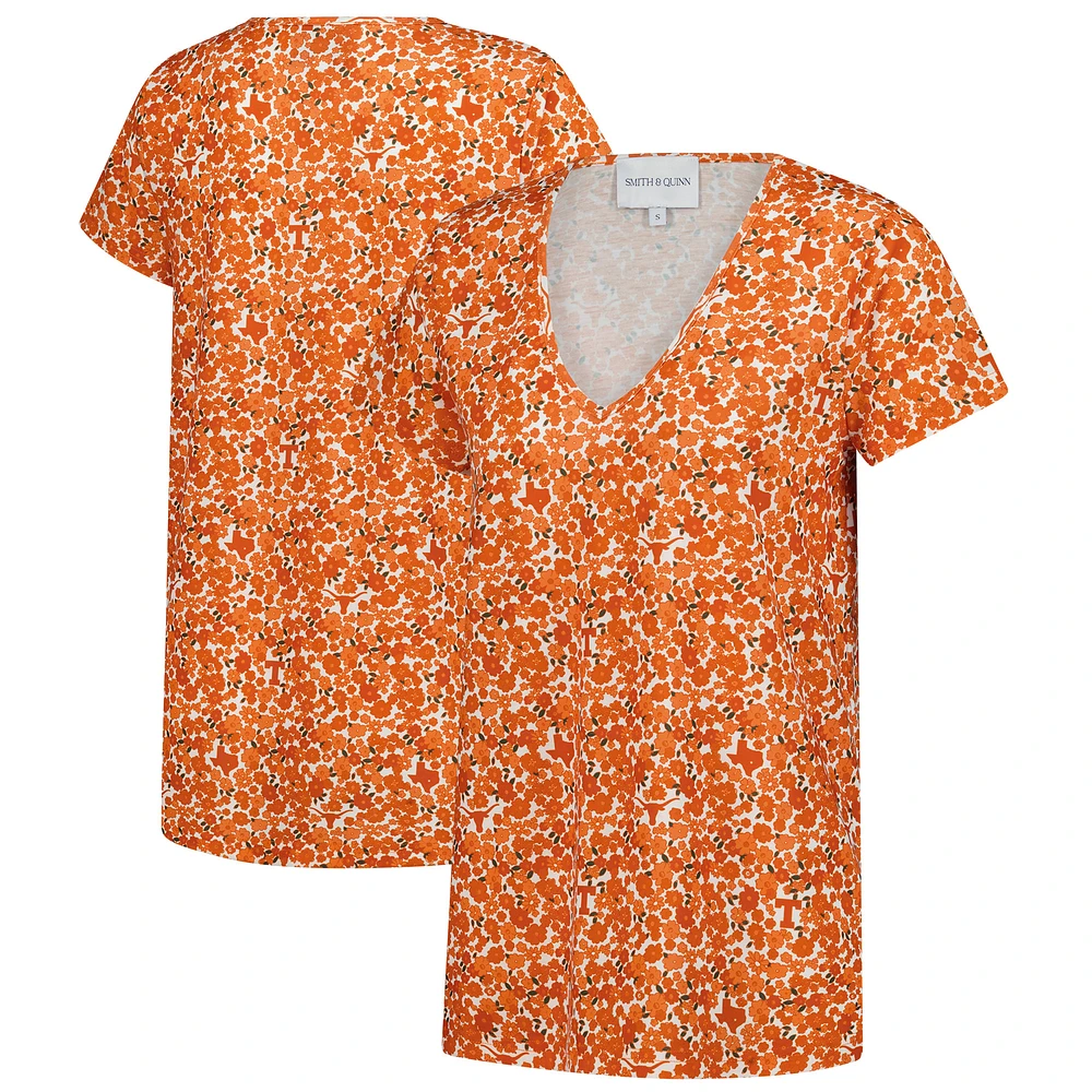 T-shirt à col en V Blake Texas Longhorns orange pour femme Smith & Quinn