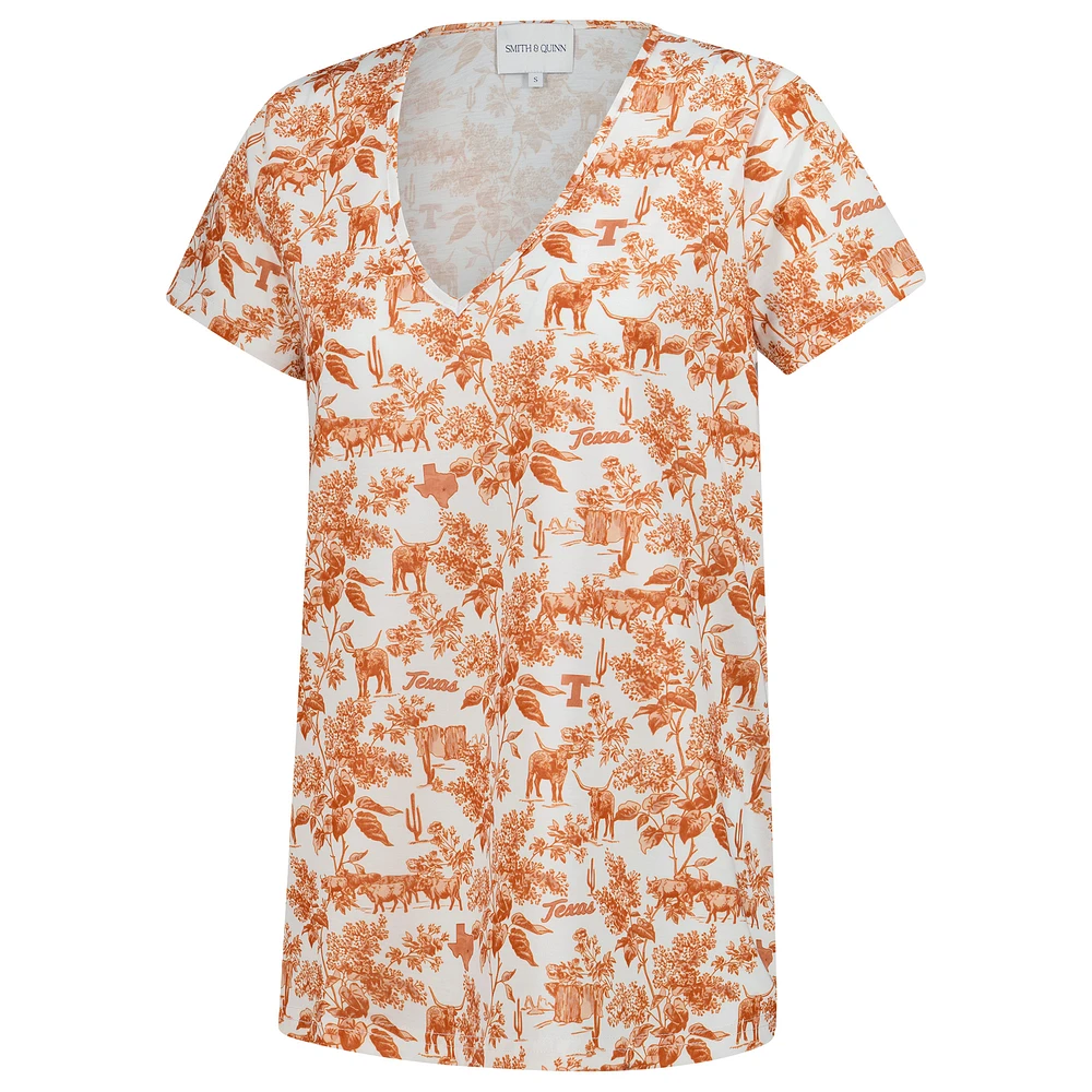 Women's Smith & Quinn White Texas Longhorns Blake V-Neck T-Shirt