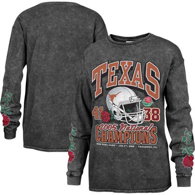 Women's '47 Black Texas Longhorns Vintage Tubular Boyfriend Long Sleeve T-Shirt