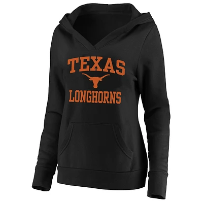 Women's Champion Black Texas Longhorns Plus Heart & Soul Notch Neck Pullover