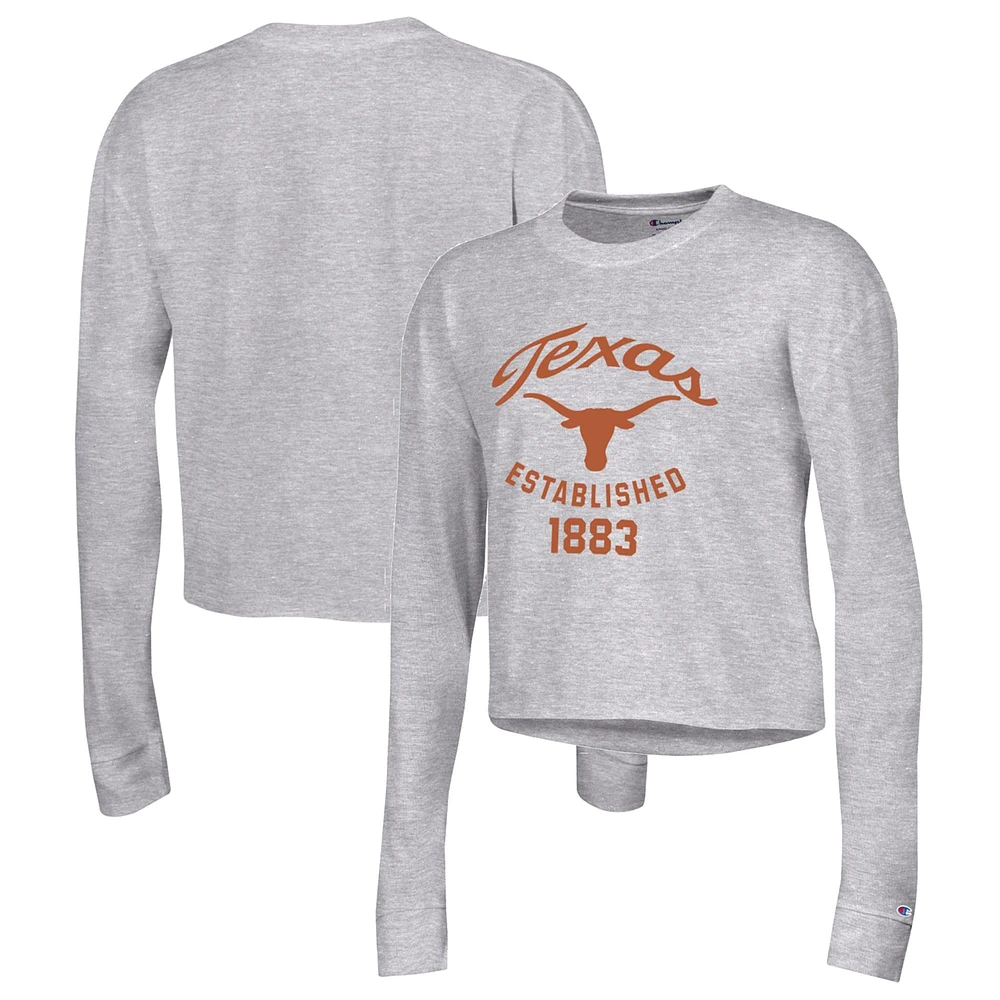 T-shirt court à manches longues Champion Texas Longhorns Boyfriend pour femme, gris