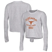 Women's Champion Gray Texas Longhorns Boyfriend Cropped Long Sleeve T-Shirt