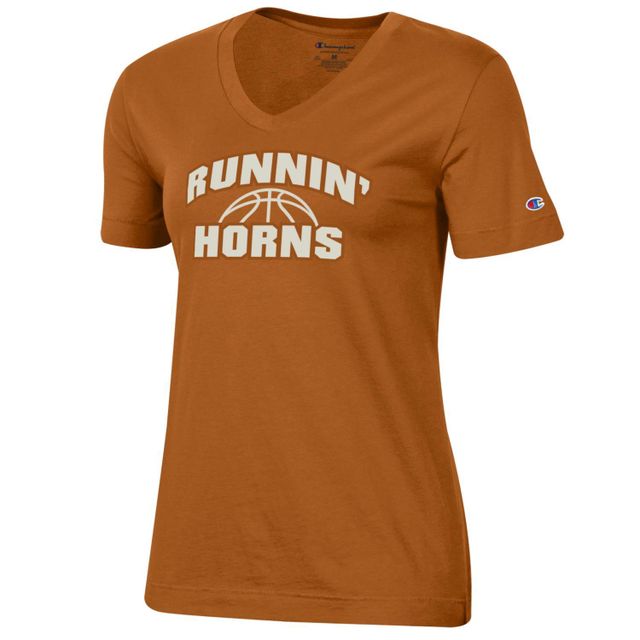 Champion Texas Orange Longhorns Runnin' Horns T-shirt à col en V pour femmes