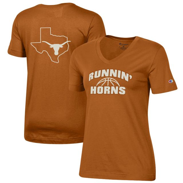 Champion Texas Orange Longhorns Runnin' Horns T-shirt à col en V pour femmes