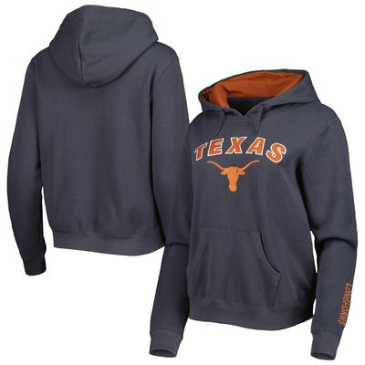 Women's Colosseum Charcoal Texas Longhorns Arch & Logo Pullover Hoodie