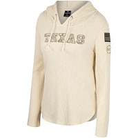 Women's Colosseum Cream Texas Longhorns OHT Military Appreciation Casey Raglan Long Sleeve Hoodie T-Shirt