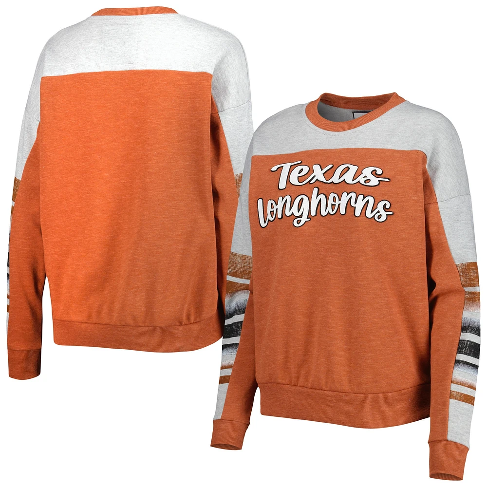 Women's Colosseum Texas Orange/Heather Gray Longhorns Baby Talk Pullover Sweatshirt