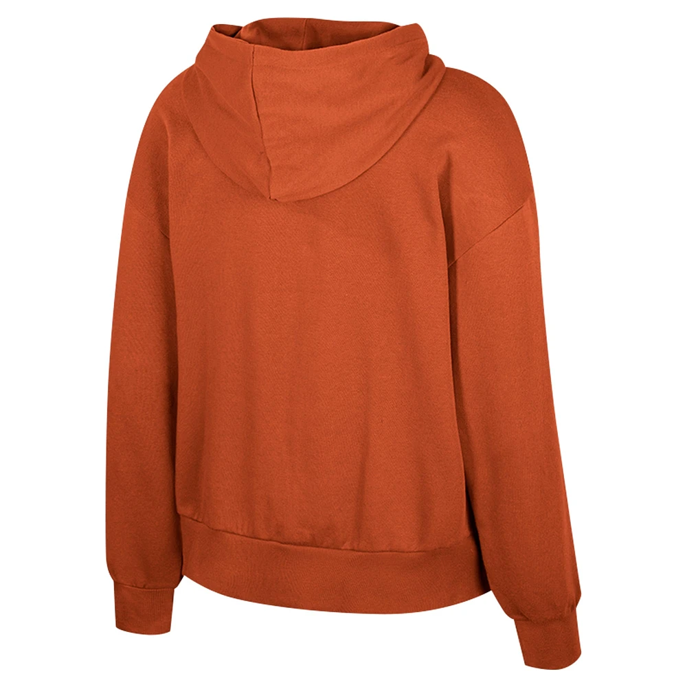 Women's Colosseum Texas Orange Longhorns Reflection Rhinestone Drawcord Pullover Hoodie