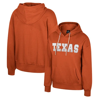 Sweat à capuche cordon de serrage pour femme Colosseum Texas Orange Longhorns Reflection Strass