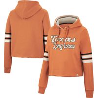 Women's Colosseum Texas Orange Longhorns Retro Cropped Pullover Hoodie