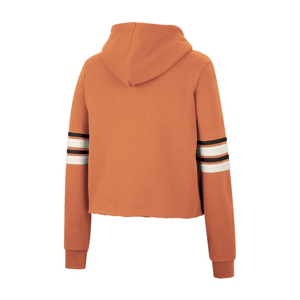 Women's Colosseum Texas Orange Longhorns Retro Cropped Pullover Hoodie