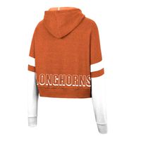 Women's Colosseum Texas Orange Longhorns Throwback Stripe Arch Logo Cropped Pullover Hoodie