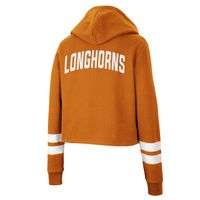 Women's Colosseum Texas Orange Longhorns Throwback Stripe Cropped Pullover Hoodie