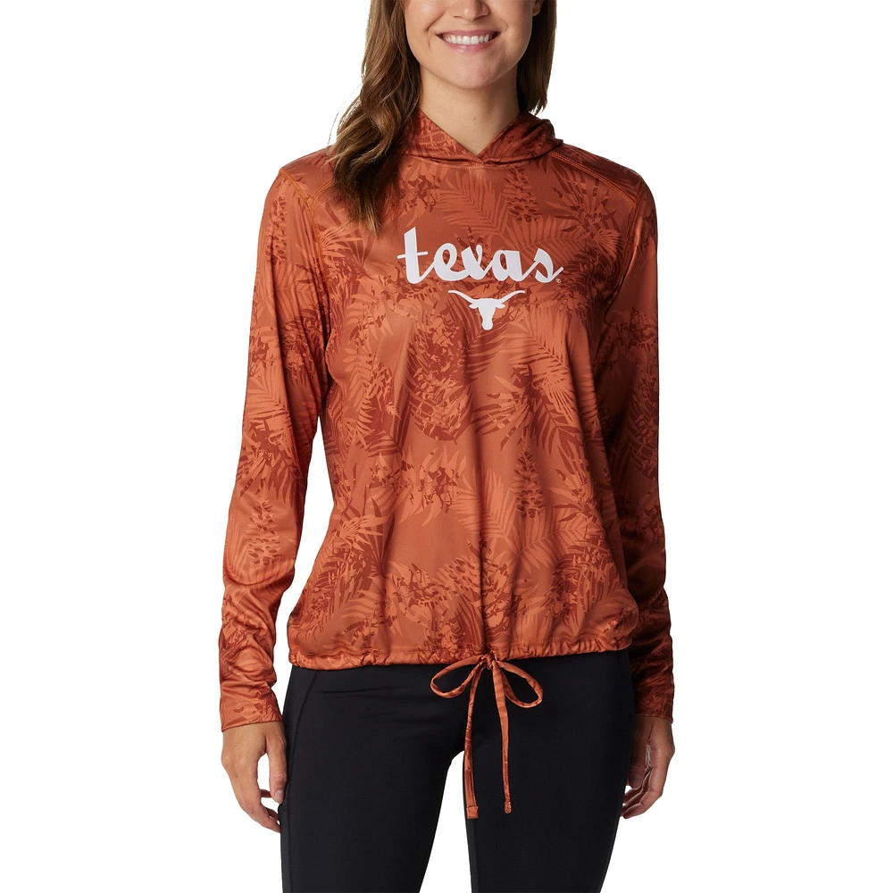 T-shirt à capuche imprimé manches longues Columbia Texas Orange Longhorns Summerdry pour femme