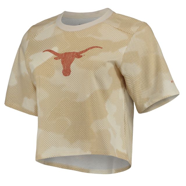 CBA TEXAS WHITE TAN WOMENS PARK CAMO BOXY TEE TEELADRIB