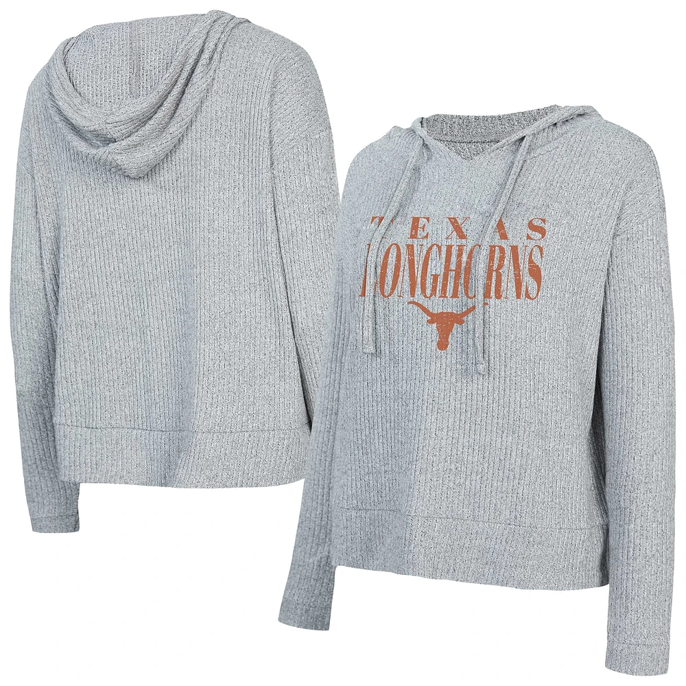 T-shirt à capuche court et doux manches longues pour femme Concepts Sport Heather Gray Texas Longhorns Juniper