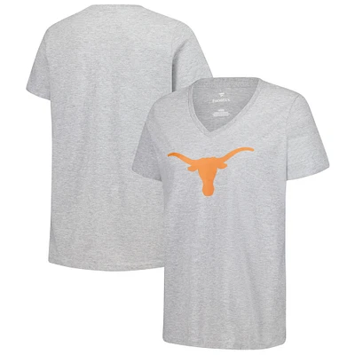 Women's Fanatics Gray Texas Longhorns Primary Logo V-Neck T-Shirt