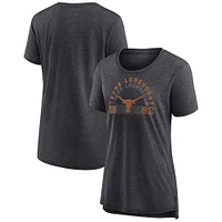 T-shirt tri-blend délavé pour femme Fanatics Heather Charcoal Texas Longhorns Badge