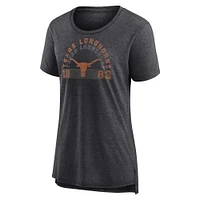 T-shirt tri-blend délavé pour femme Fanatics Heather Charcoal Texas Longhorns Badge