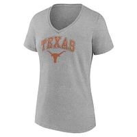 Women's Fanatics Heather Gray Texas Longhorns Campus V-Neck T-Shirt