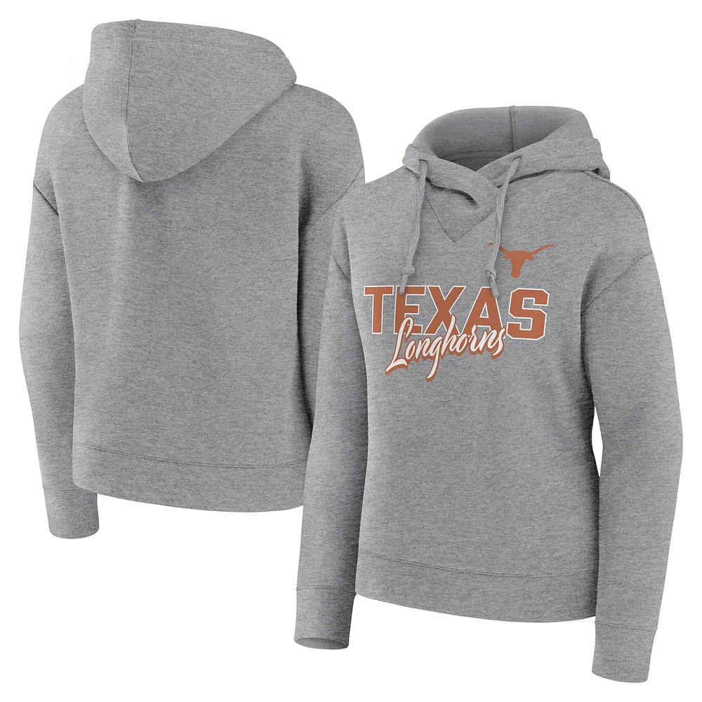 Women's Fanatics Heather Gray Texas Longhorns Script Favorite Pullover Hoodie