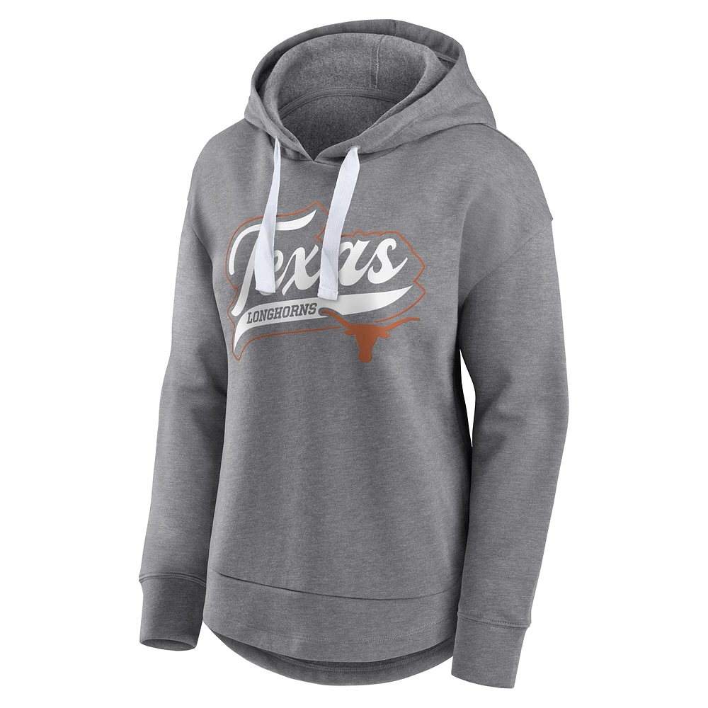 Women's Fanatics  Heather Gray Texas Longhorns Tail Sweep Pullover Hoodie