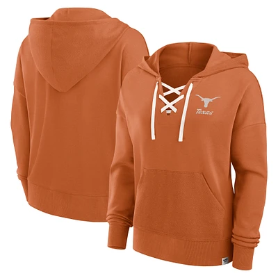 Sweat à capuche lacets pour femme Fanatics Texas Orange Longhorns Heritage Original Script