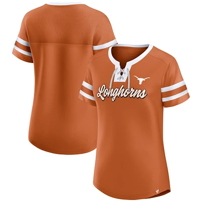 T-shirt à lacets emblématique Athena Texas Longhorns Fanatics pour femme Orange