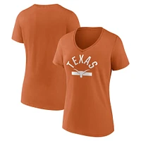 Women's Fanatics Texas Orange Longhorns Iconic Game Used V-Neck T-Shirt