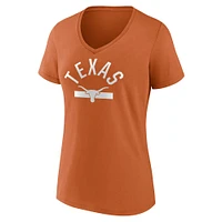 Women's Fanatics Texas Orange Longhorns Iconic Game Used V-Neck T-Shirt