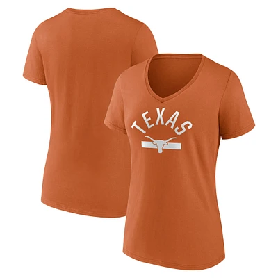 Women's Fanatics Texas Orange Longhorns Iconic Game Used V-Neck T-Shirt