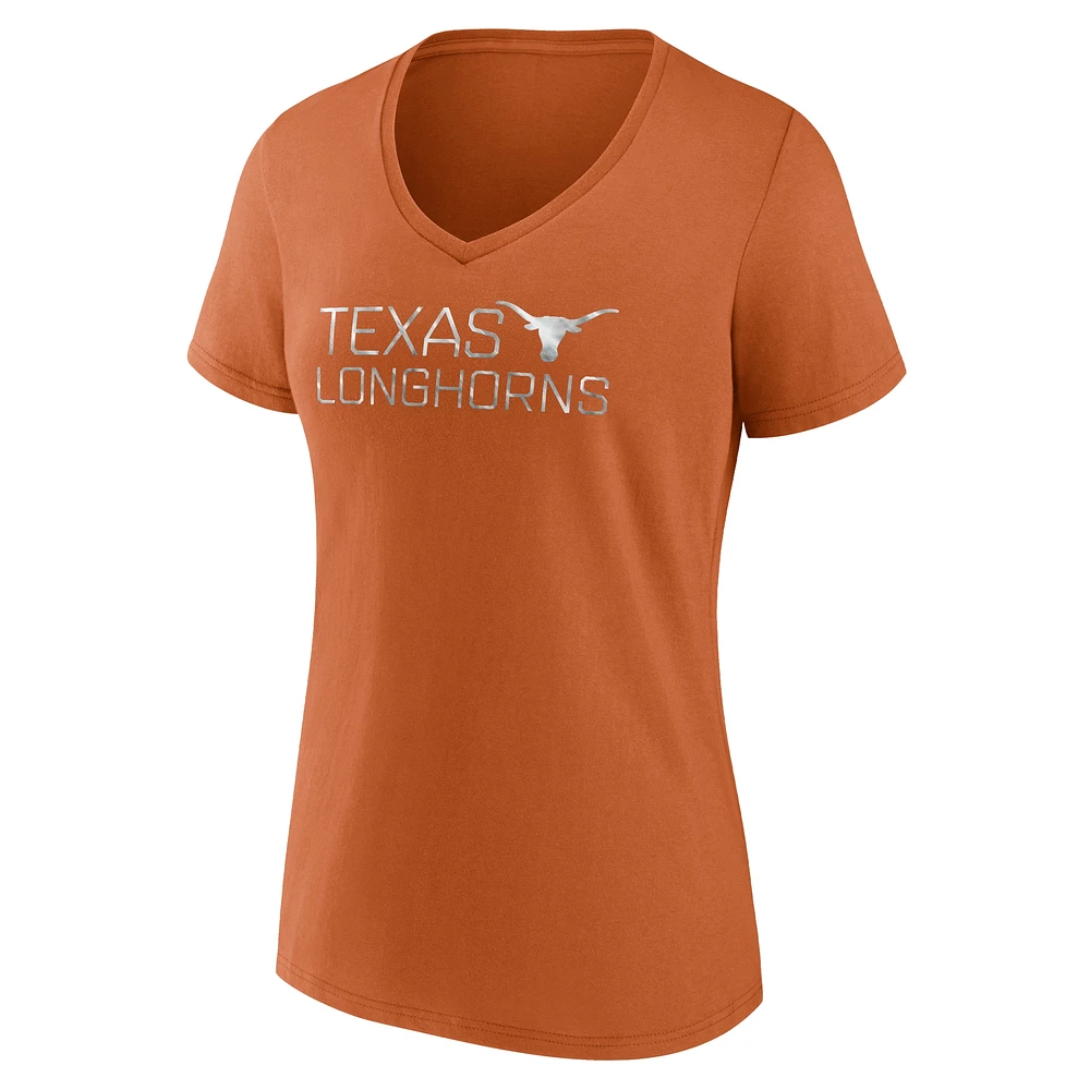 T-shirt à col en V emblématique Fanatics Texas Orange Longhorns pour femmes