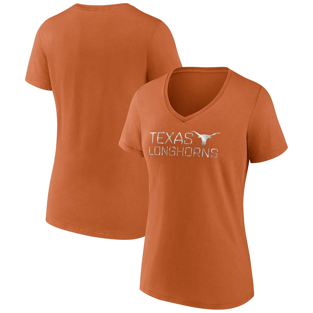 T-shirt à col en V emblématique Fanatics Texas Orange Longhorns pour femmes