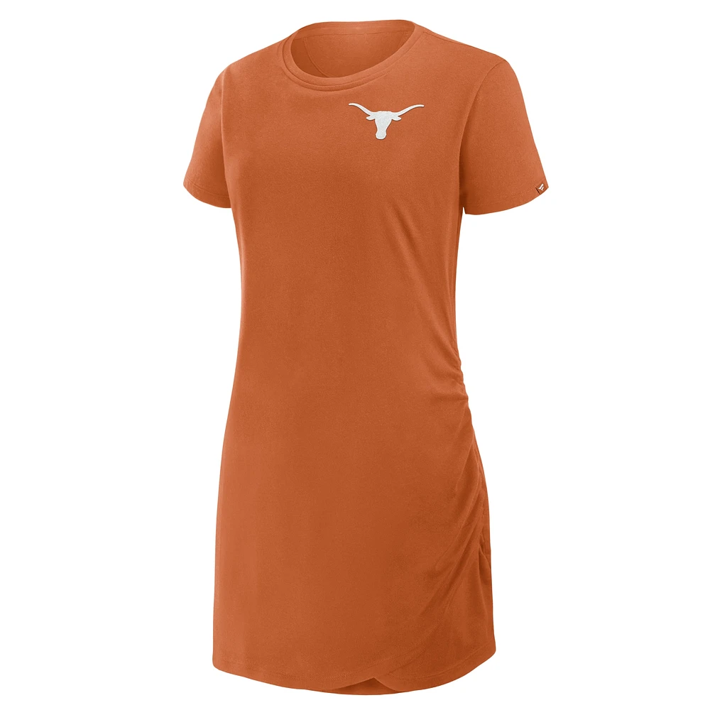 Robe t-shirt drapée froncée Fanatics Texas Orange Longhorns pour femme