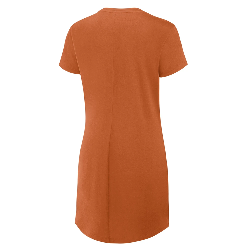 Robe t-shirt drapée froncée Fanatics Texas Orange Longhorns pour femme
