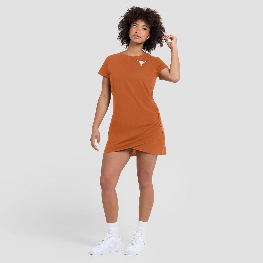 Robe t-shirt drapée froncée Fanatics Texas Orange Longhorns pour femme