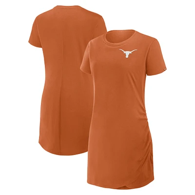 Robe t-shirt drapée froncée Fanatics Texas Orange Longhorns pour femme