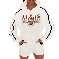 Women's Gameday Couture Cream Texas Longhorns Down, Set, Go Pullover Hoodie and Shorts Set