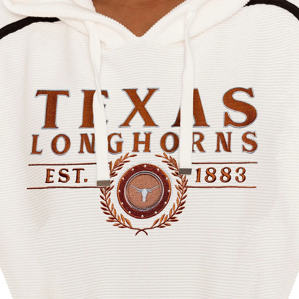 Women's Gameday Couture Cream Texas Longhorns Down, Set, Go Pullover Hoodie and Shorts Set