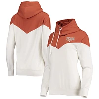 Gameday Couture pour femme Blanc/Texas Orange Texas Longhorns Old School Arrow Blocked Cowl Neck Tri-Blend Pull à capuche