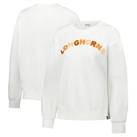 Women's Gameday Social  White Texas Longhorns Oversized Charlie Rainbow Chenille Arch Pullover Sweatshirt