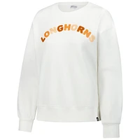 Women's Gameday Social  White Texas Longhorns Oversized Charlie Rainbow Chenille Arch Pullover Sweatshirt